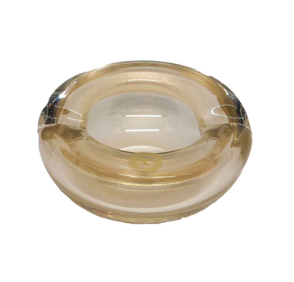 Bowl Murano transparente com ouro